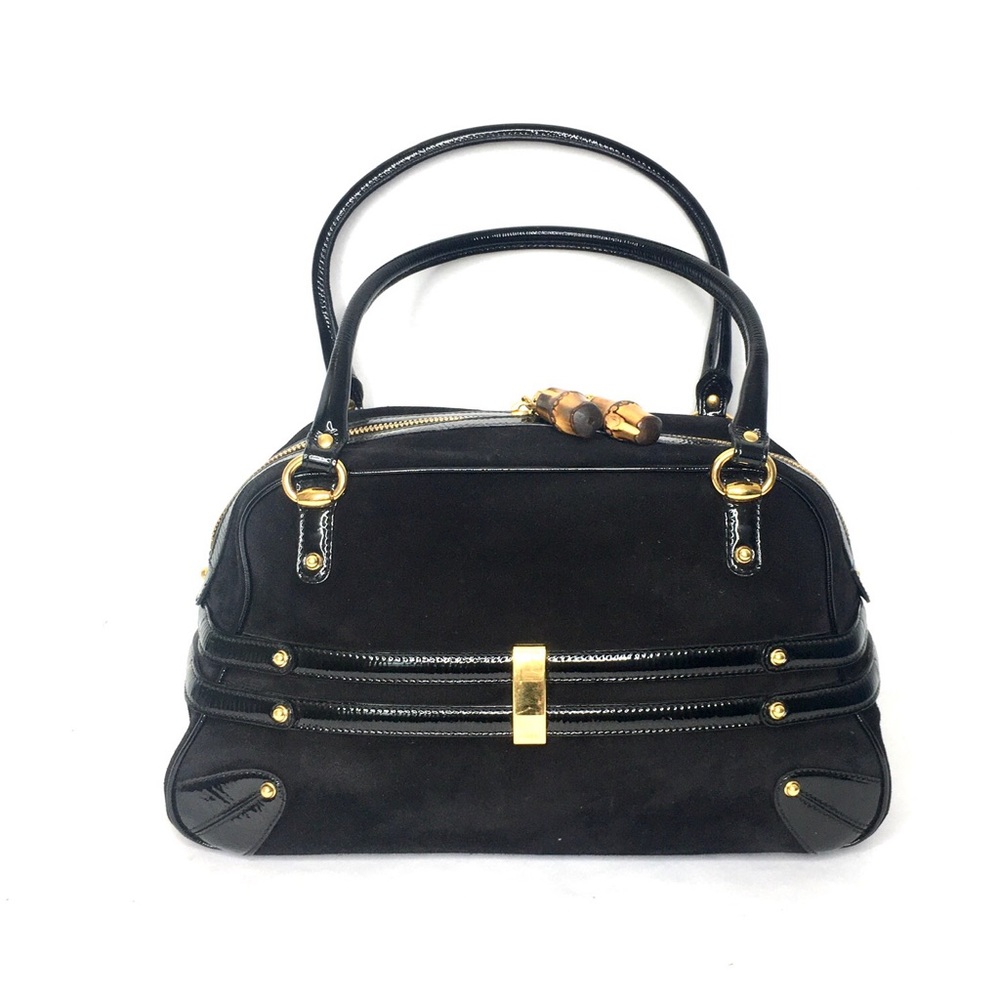 Gucci Black Suede Shoulder Bag with Gold Hardware - Picture 5 of 16